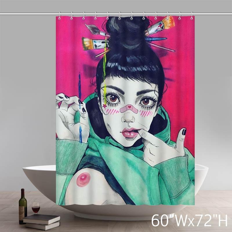 Sexy Woman Lovely Girl Bathroom Kitchen Shower Curtains Custom