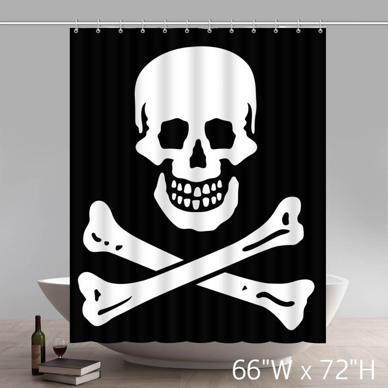 Skull And Crossbones Patch Shower Curtains