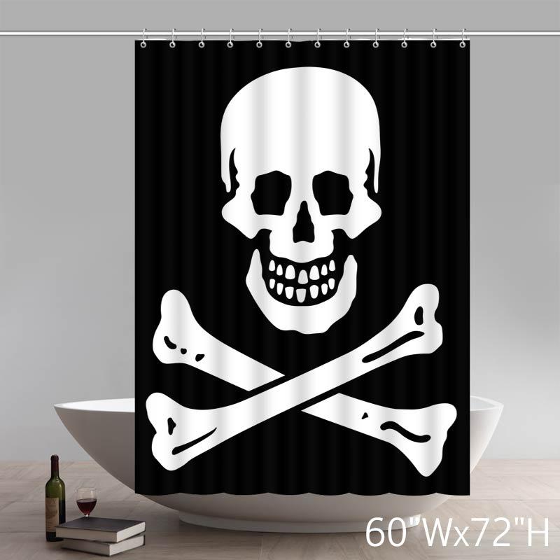 Skull And Crossbones Patch Shower Curtains