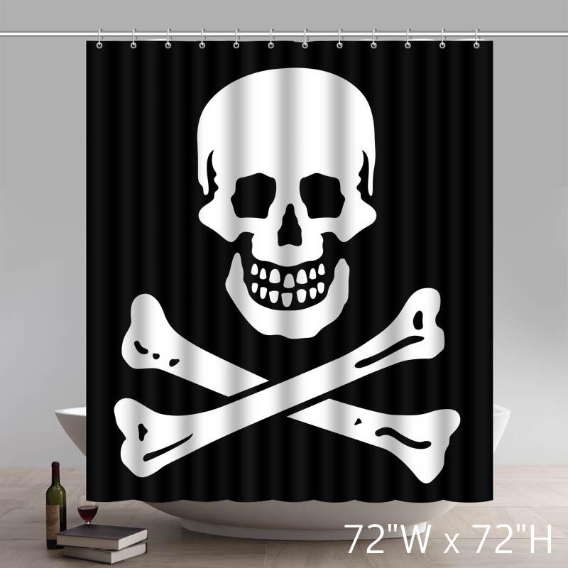 Skull And Crossbones Patch Shower Curtains