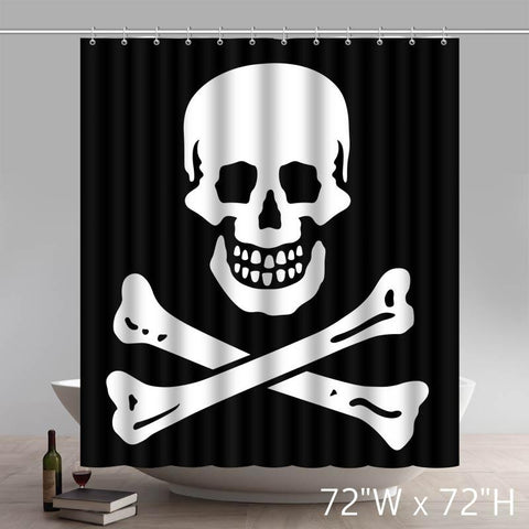 Image of Skull And Crossbones Patch Shower Curtains