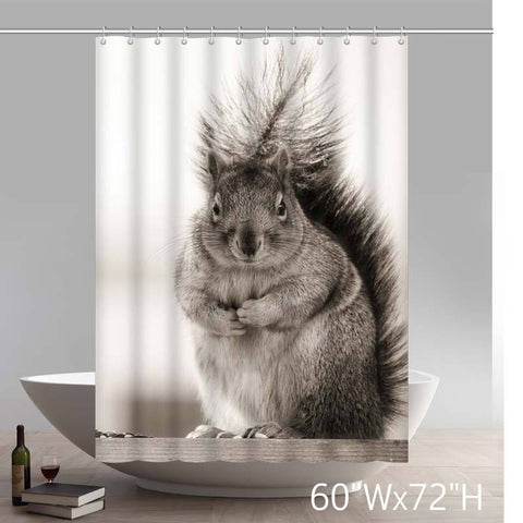 Image of Custom Lovely Squirrel Waterproof Bathroom Shower Curtain