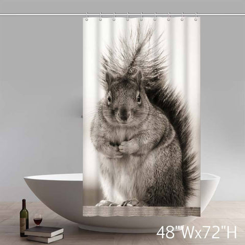 Image of Custom Lovely Squirrel Waterproof Bathroom Shower Curtain