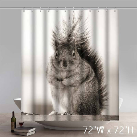 Image of Custom Lovely Squirrel Waterproof Bathroom Shower Curtain