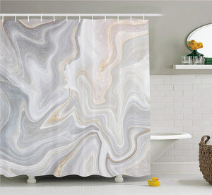 Nature Stone Color Splash Paintbrush Technique Stylish Vintage Design Fabric Bathroom Decor Set Light Grey Sand Brown