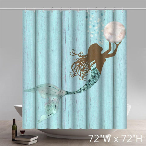 Image of Personalized Custom Liberty Art Mermaid Mother Paintings Waterproof Shower Curtains