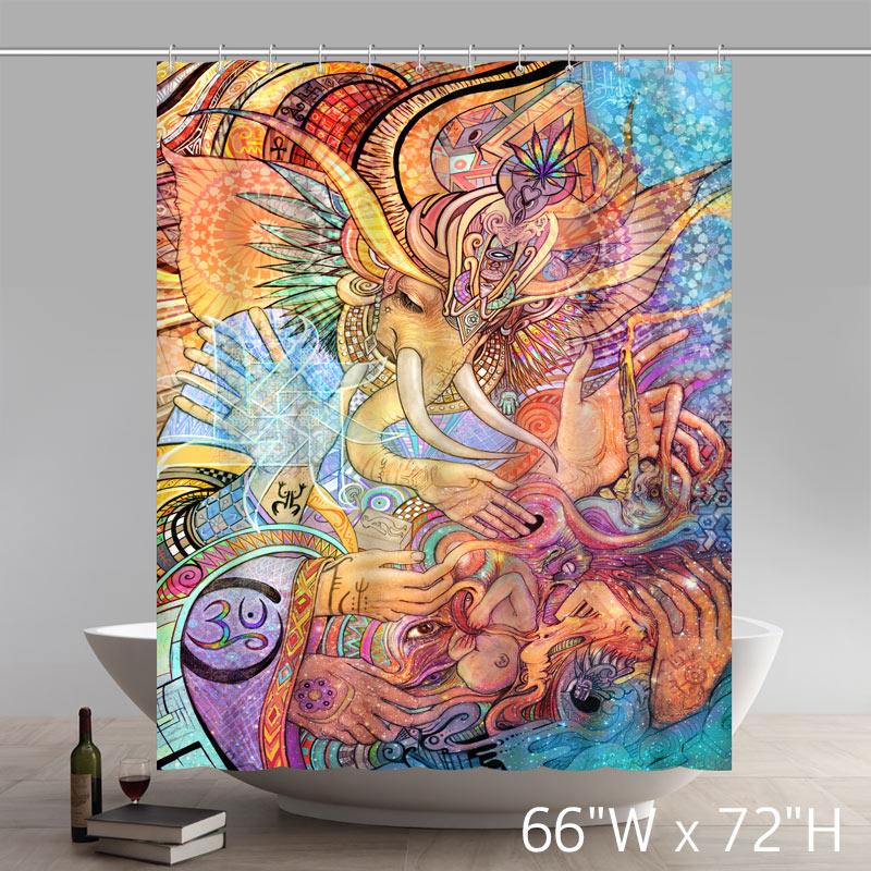 Personalized Custom Liberty Art Painting Elephant Goddess Colored Bathroom Waterproof Shower Curtains