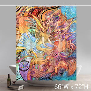 Personalized Custom Liberty Art Painting Elephant Goddess Colored Bathroom Waterproof Shower Curtains