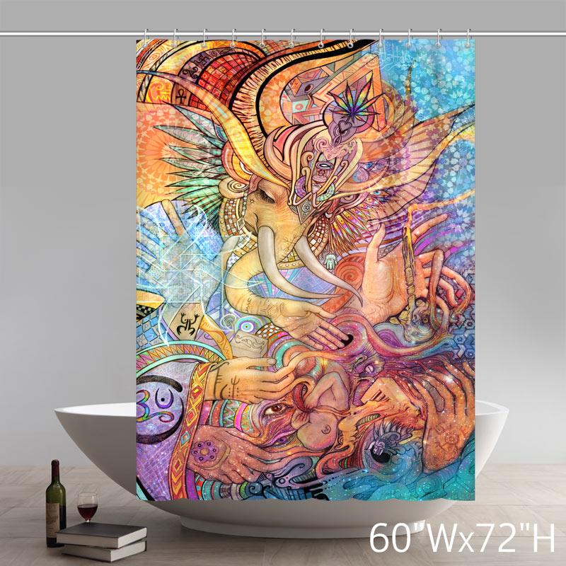 Personalized Custom Liberty Art Painting Elephant Goddess Colored Bathroom Waterproof Shower Curtains