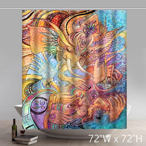 Personalized Custom Liberty Art Painting Elephant Goddess Colored Bathroom Waterproof Shower Curtains