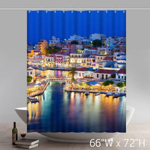 Shower Curtaincity Lights Splendor Sky Colors Town Nature Houses Reflectiodecorative Gift Unique Soft