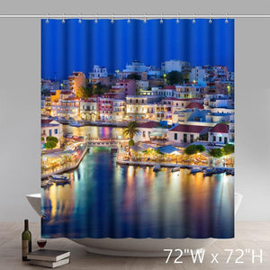 Shower Curtaincity Lights Splendor Sky Colors Town Nature Houses Reflectiodecorative Gift Unique Soft