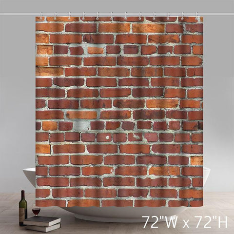 Image of Brick Wall Pattern Stone And Rock Wall Art Polyester Fabric Custom Home Decor Shower Curtain
