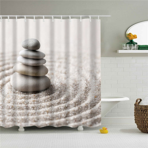 Image of Desert Stone Shower Curtains for Bathroom HD 3D Printing Waterproof Curtains Fabric Polyester Bath Screen Home Decoration